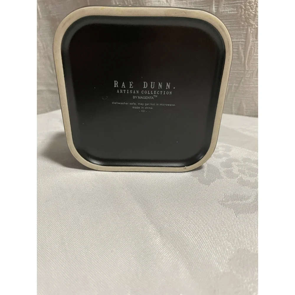 Rae Dunn Artisan Collection Magenta Black Square YUM Pet Bowl